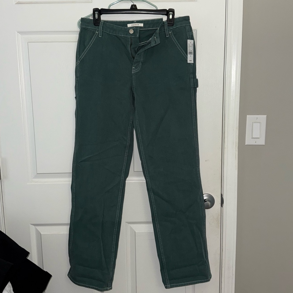 (NWT) PacSun Low Rise Carpenter Straight Leg Pants in Dark Green